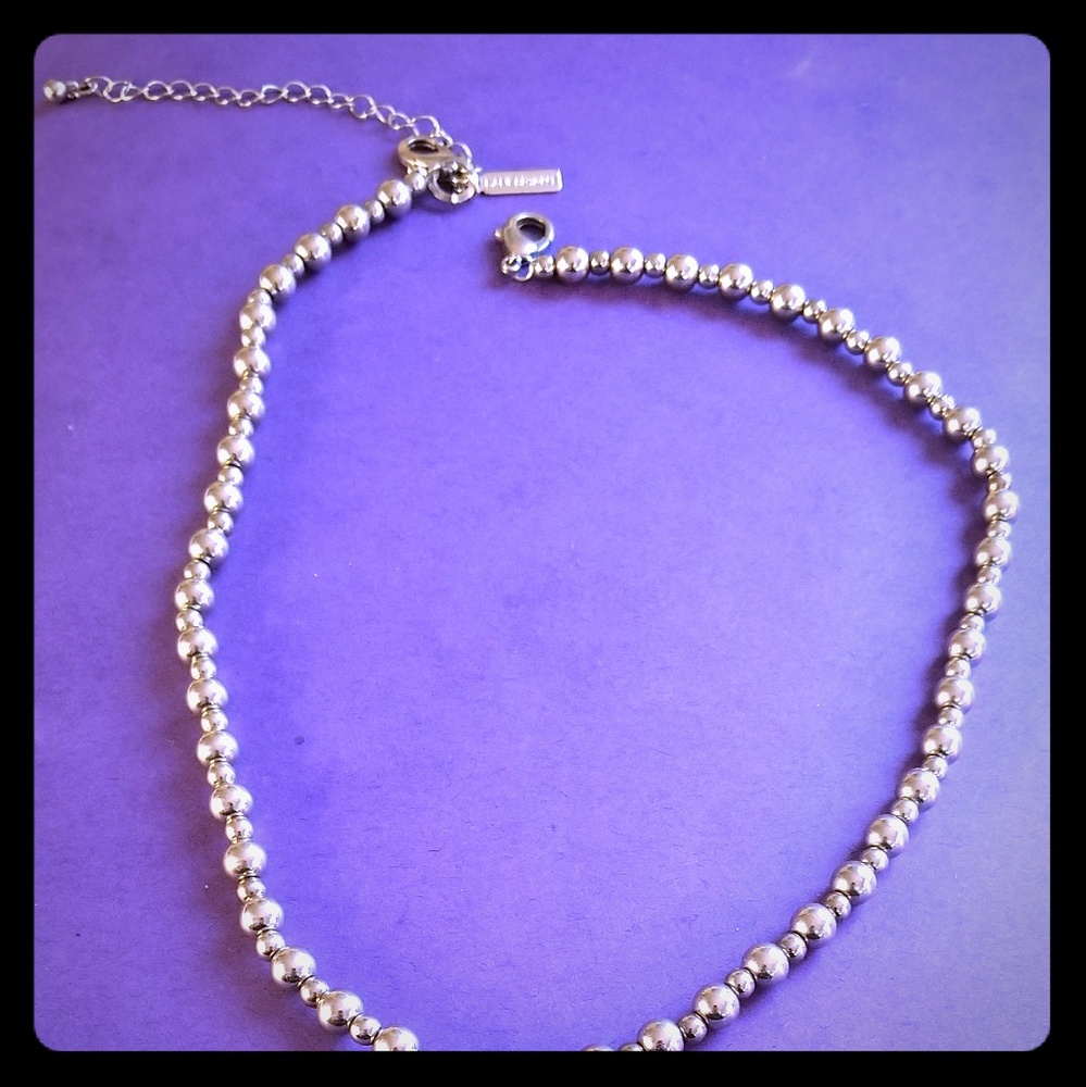 silver toned choker necklace